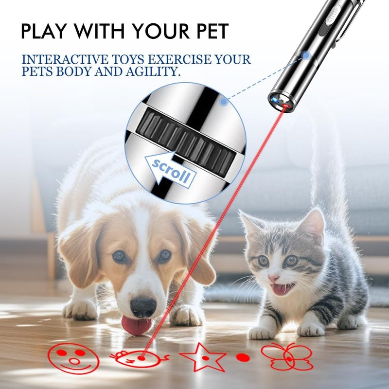 Rumcut Laser Pointer Cat Toys, Cat Laser Pointer Toy with Three Light Modes, Five Adjustable Patterns,USB Portable Charging, Interactive cat Toy Multifunctional and Portable - Image 2